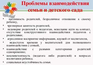 Анализ современных проблем взаимодействия детского сада и семьи. Пути решения.