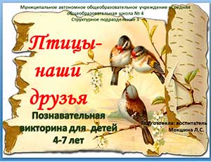 Познавательная викторина для детей 4-7 лет «Птицы — наши друзья»